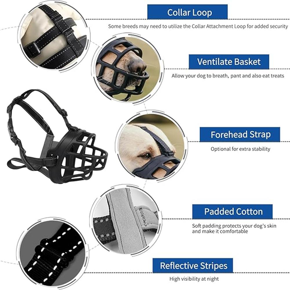 Anti Barking Dog Muzzle For Small Large Dogs Adjustable Mesh Breathable Pet Mouth Muzzles For Dogs Nylon Straps Large Dog Muzzle