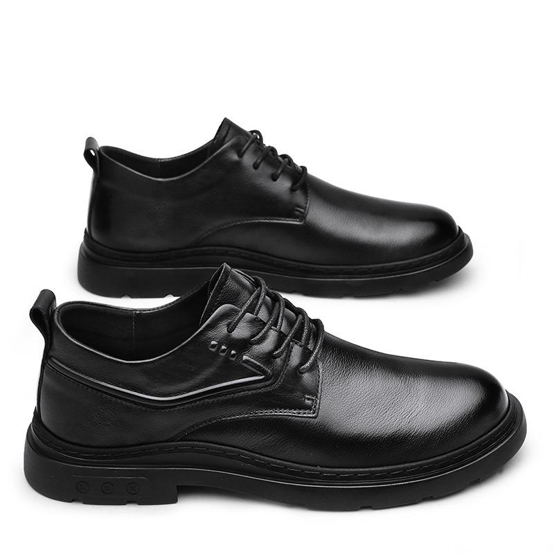 Обувь из натуральной кожи. Мужская повседневная обувь. Модная брендовая мужская обувь на плоской подошве из коровьей кожи. Черно-белые туфли.