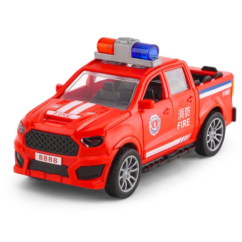 Children's Windup Ambulance and Police Truck Pull Back Toy - Simulated Firefighting Scene Display