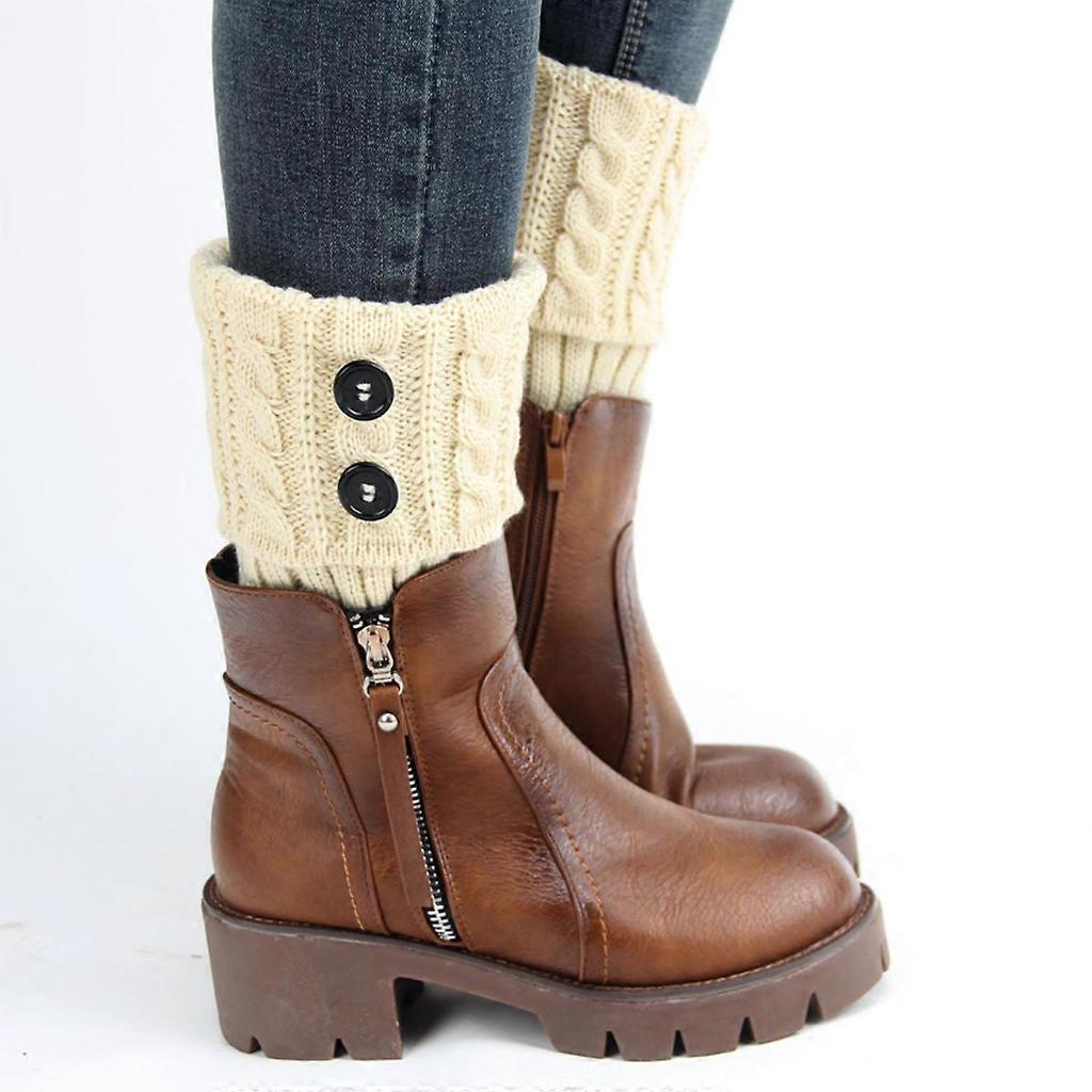5 Pairs Winter Warm Boot Cuffs for Women, Crochet Knitted Boot Socks