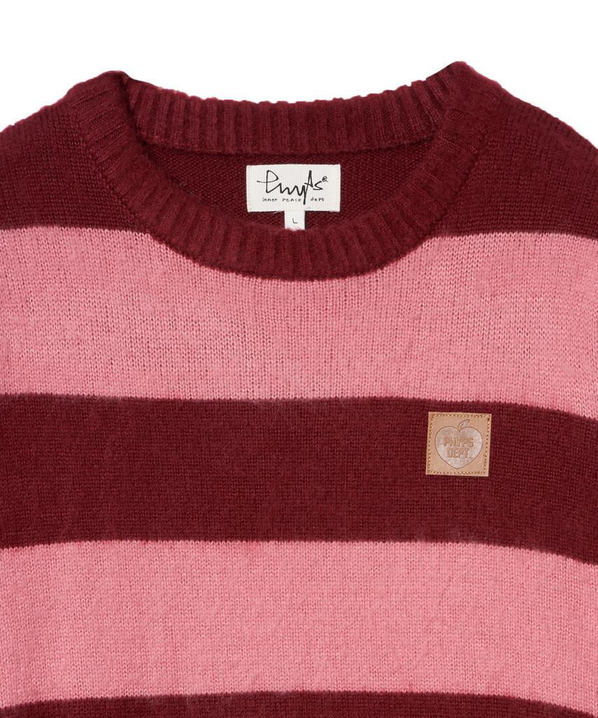 PHYSICAL DEPARTMENT Apple Label Striped Knit_Pink