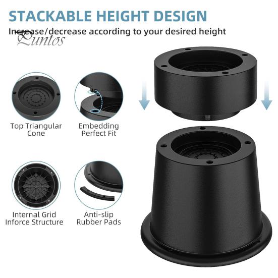 4Pcs Adjustable Round Bed Risers Circle Furniture Risers 3300 Lbs Capacity Non-Slip Design Chair Table Desk Legs Lifting Risers