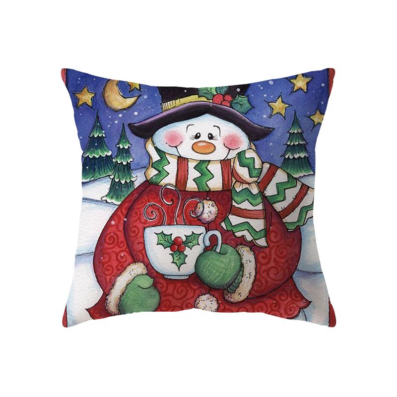 Merry Christmas Santa Claus Print Pattern Cushion Cover Home Living Room Sofa Decoration Polyester Pillow Pillow Cover