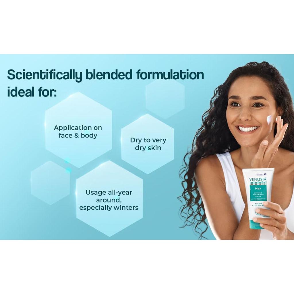 Dr. Reddy's Venusia Max Intensive Moisturizing Cream 150 G Pack for Face and Body Hydration