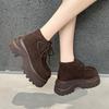 Women's Platform High-top Boots Women Retro Faux Suede Casual Short Boots High Quality Thick-soled Heightening Ankle Boots Mujer