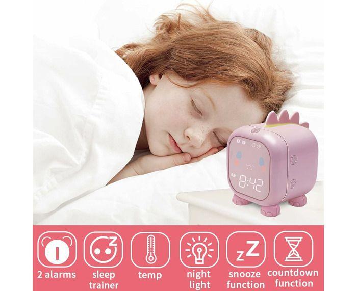 Réveil pour enfants - AUCUNEARY - Dinosaure - Réveil numérique - Veilleuse intégrée - Horloge de chevet