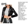 Glossy Faux Leather Women Cropped Coat Long Sleeve Solid Color Lapel Jacket Ladies Clubwear Cosplay Party Performance Festival Costume