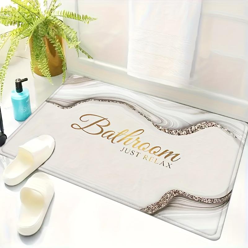 Luxury Marble-Effect Bathroom Door Mat Soft Comfort Bathroom Rug Entrance Hall Mat Home Decoration
