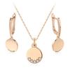 Glossy Round Geometric Zircon Jewelry Sets for Women Golden Pendant Earrings Necklace Daily Party Fashion Jewelry