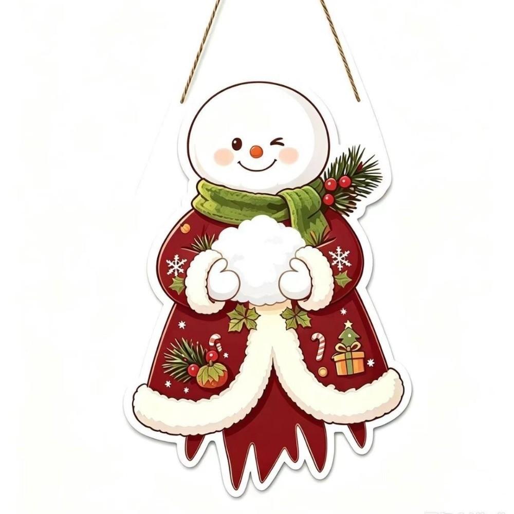 Rustic Style Christmas Hanging Ornaments 2D Flat Design Snowman Door Decoration Home Wall