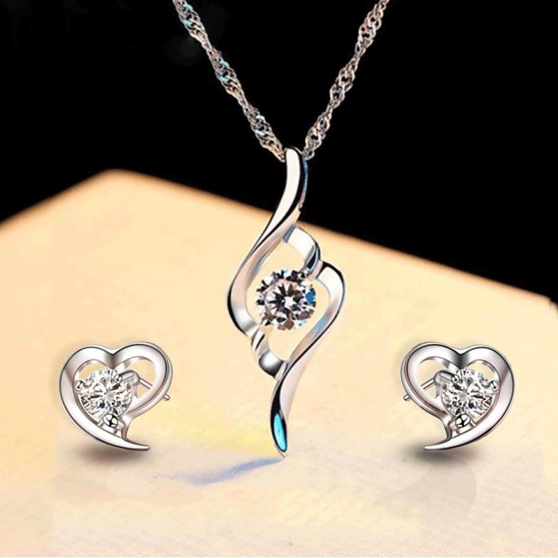 Модное женское ожерелье с кристаллами Love, комплект сережек, ожерелье с каплями воды, женский комплект ювелирных изделий, ожерелья для женщин, подарок на годовщину