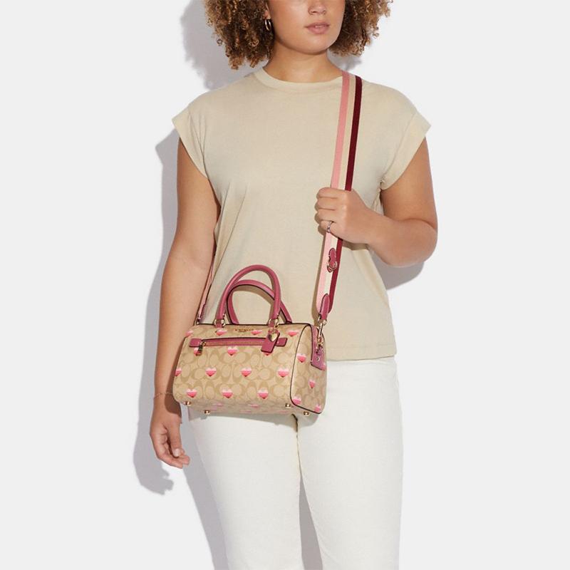 Coach Rowan Valentines Day Limited Edition Heart Print Classic Monogram Synthetic Leather Shoulder Tote Crossbody Bag Medium Women bags CA248-IMOT4