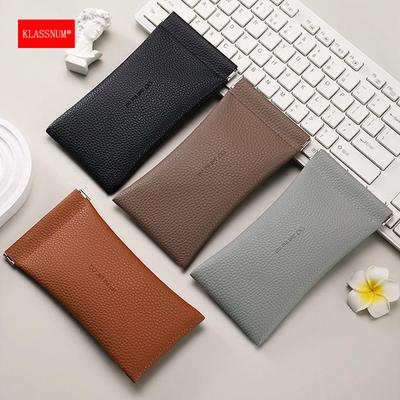 KLASSNUM Футляр для очков женский из искусственной кожи сумка для хранения очков автоматический закрытый чехол мягкий чехол для очков органайзер для кабеля передачи данных 2024