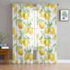 Watercolor Lemon Fruit White Yellow Chiffon Tulle Curtains for Living Room Kitchen Bedroom Sheer Voile Yarn Window Treatment