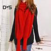 Knitted Shawl Scarf with Sleeves Women Autumn Winter Solid Color Long Knitting Scarf Casual Literary Style Elastic Shawl Wrap Scarf