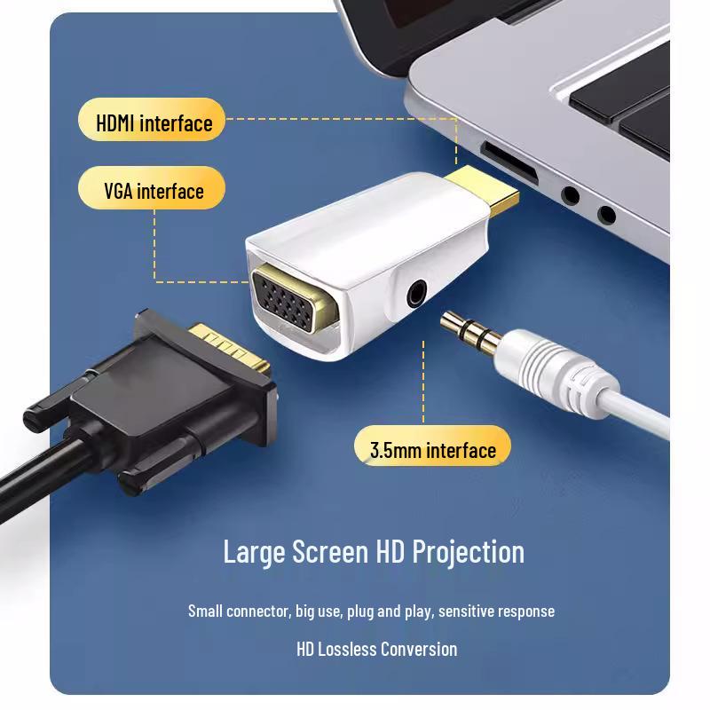 Конвертер HDMI (папа) в VGA (мама) с аудио для ПК/проектора