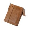 Classic Men Wallet Genuine Cow Leather Short Card Holder Leather Men Purse High Quality Designer Male Wallet with Zipper Pocket