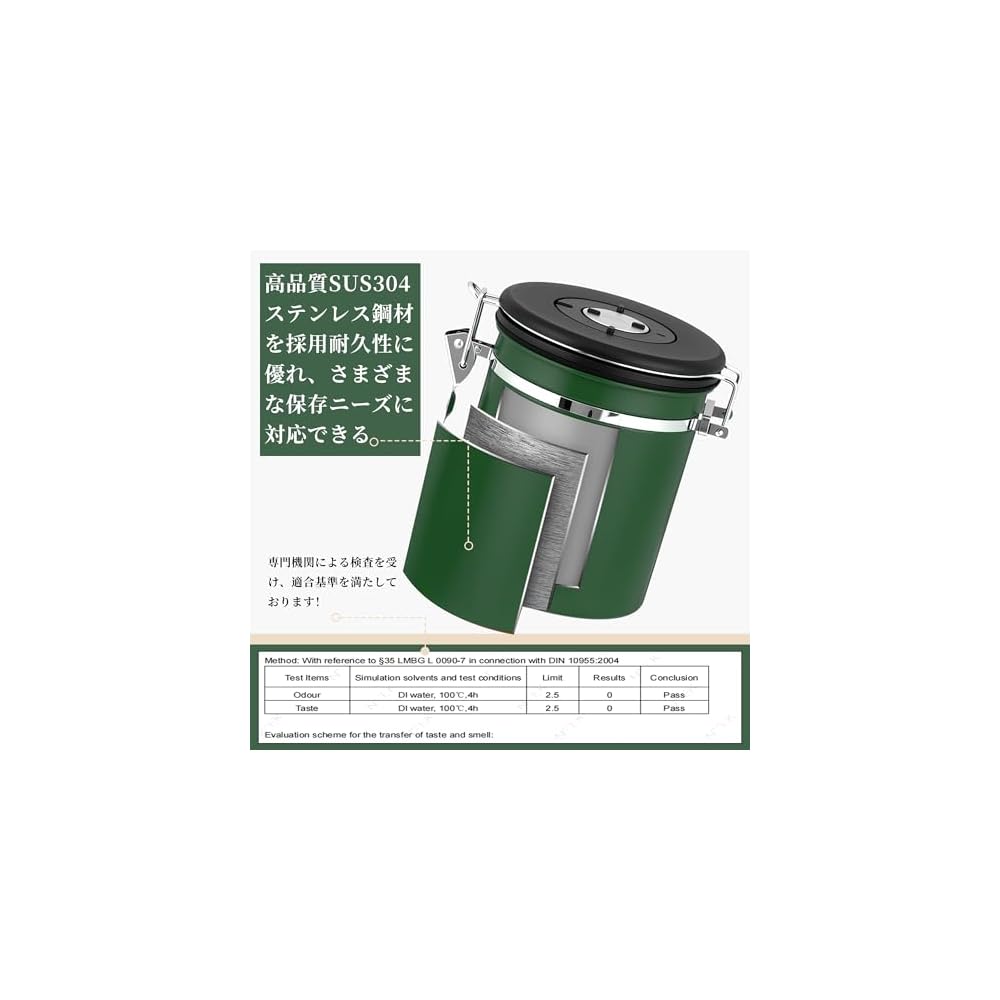 ShanSon Coffee Canister, Coffee Bean Storage Container, Suitable for Ground Coffee, Vacuum-Sealed