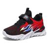 Детские летающие тканые полые дышащие спортивные кроссовки с одинарной сеткой, уличная детская обувь с пламенем