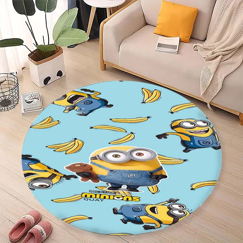 Hot Sale Minions Round Rug Cute Cartoon Theme Circular Floor Mat For Kids Boys Bedroom Dorm Playroom Home Decoration