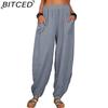 BITCED Women's Fashion Casual Solid Color Print Pants & Capris