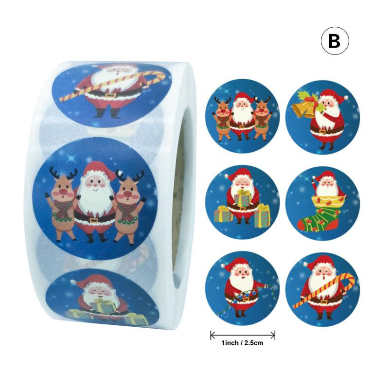 500 шт. 1 дюйм круглые рождественские наклейки с изображением Санта-Снеговика, записки, дневника, канцелярские товары, спасибо, наклейка, день рождения, рождественский декор