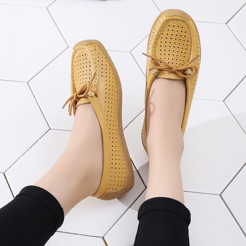 Women Shoes Genuine Leather Ladies Shoes Female Shallow Casual Moccasins Woman Shoes Plus Size