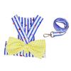 Dog Dress Harness and Leash Set Soft Cotton Breathable Metal Buckle Stripped Dog Vest Harness with Bow Decor for Spring Summer Blue Stripes XXL