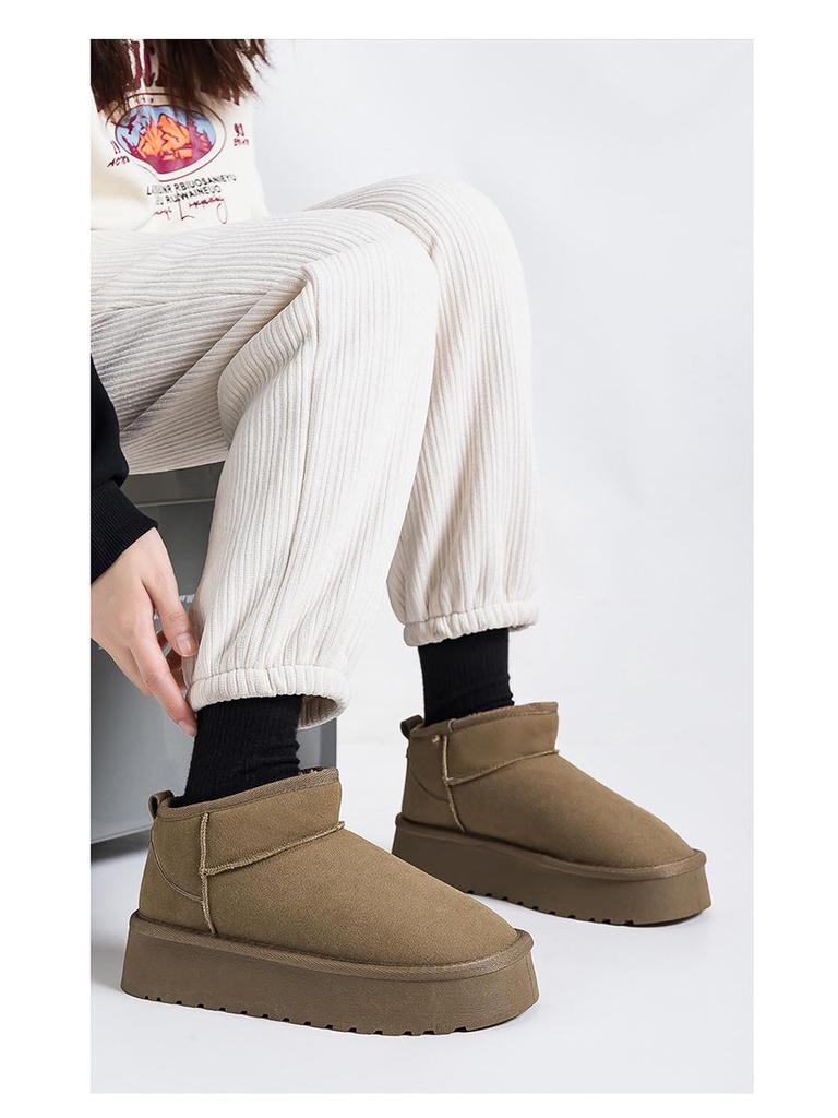Women's Winter Warm Cotton Platform Snow Boots, Plus Velvet Ankle Boots, Non-Slip Versatile Style