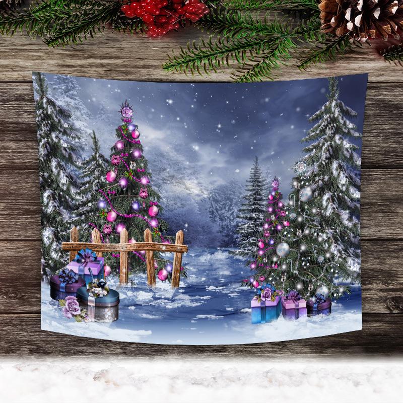 Рождественский Новый год Санта-Клаус Снежная сцена гобелен настенный подарок Лось Бохо Стиль занавеска для кровати общежитие домашний декор гобелен