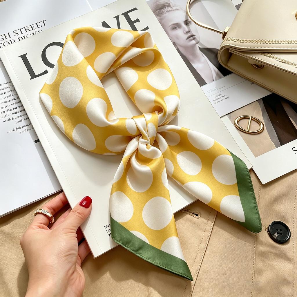 Autumn and winter Maillard cashew square scarf silk scarf women's shirt versatile neck small scarf tied hair decorative scarf
