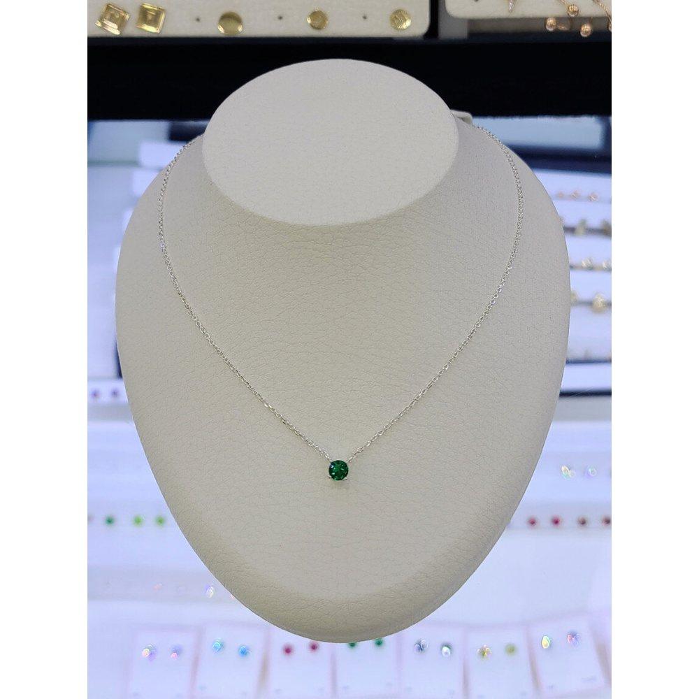 Sterling Silver/92.5 Silver May Birthstone Emerald Necklace 12Ssnjh509(5) Simple 42cm