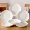 Jieyajie Ceramic Plates for Home Use, White Porcelain Plates, 8-Inch Chinese Underglaze Color Dinner Plates, Soup Plates, Microwave Safe, Set of 6