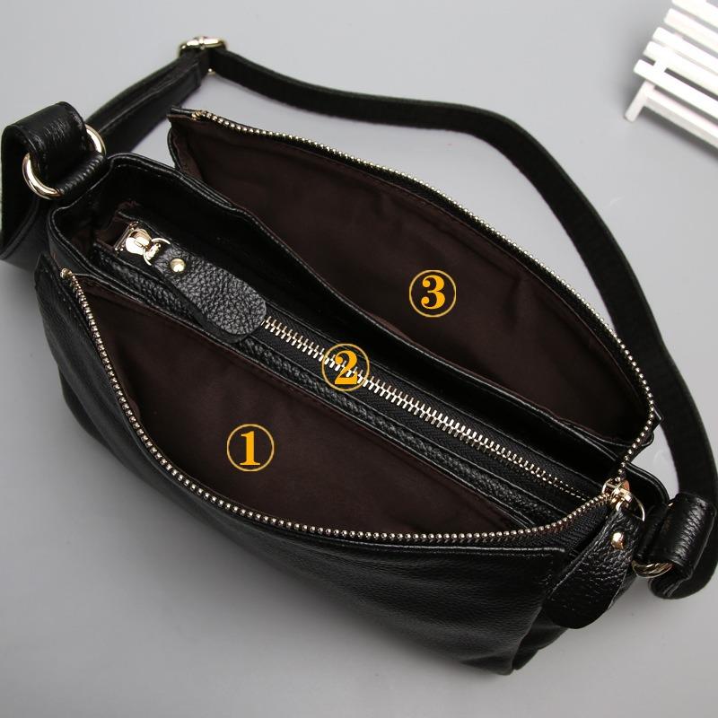 Women's One-shoulder Oblique Small Bag Women's Simple Top Layer Cowhide Soft Leather Bag