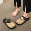 Осенние мюли с квадратным носком, женские слипоны на плоской подошве, уличные повседневные лоферы, винтажные удобные шлепанцы