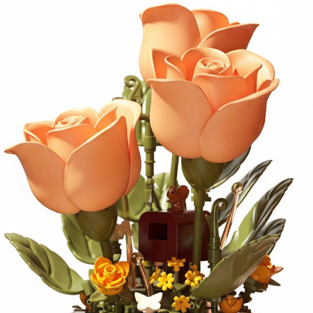 Динамичный Цветок из Строительных Блоков Цветок с Дистанционным Управлением Автоматически Расцветающий Букет Цветов со Светом и Звуком Лейка Цветочный Строительный Блок