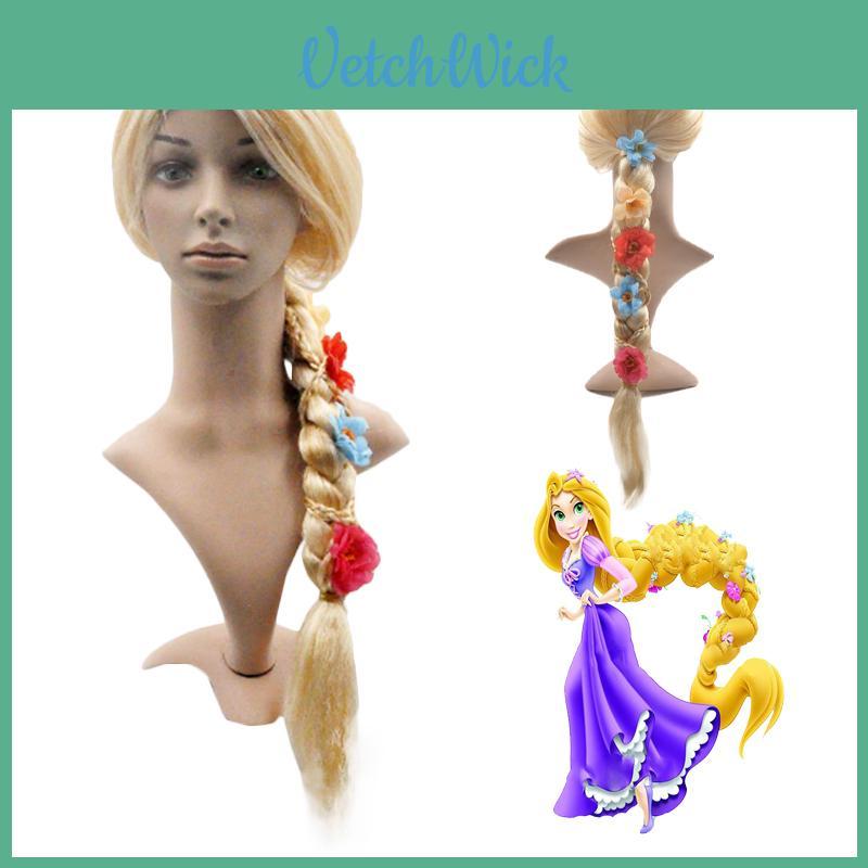 Gorgeous Long Blonde Cosplay Wig For Women Featuring A Braided Design And Flowers