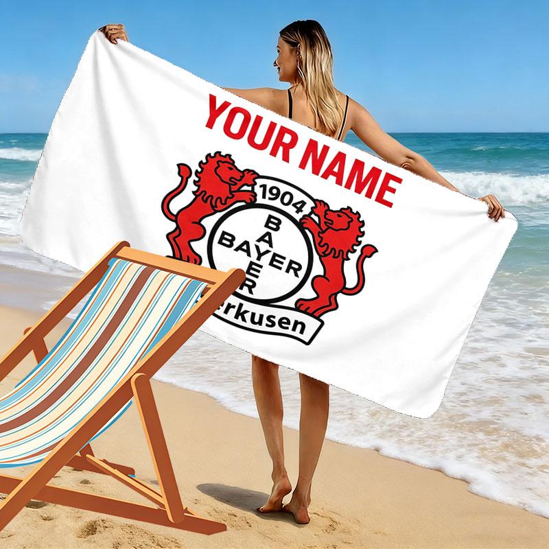 Custom Name,Bayer Leverkusen Print Beach Towel, Large Soft Quick Dry Towel for Beach Camping Swimming