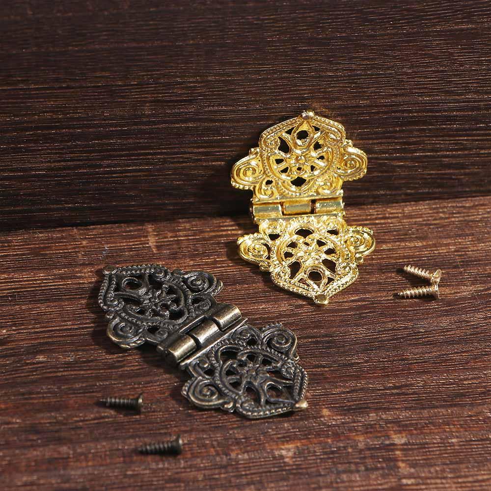 Door Wooden Box Lace Zinc Zinc Alloy Mini Chinese Style Antique Butt Hinges Hollow Flower Furniture Hardware