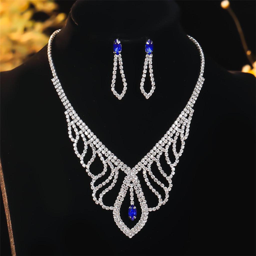 Luxury Bridal Zircon Flower Necklace & Earrings Set - Elegant Wedding Jewelry Accessories