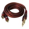 1.5m 6.35mm 1/4 Inch Plugs To 2 RCA Cable Adapter Converter Wire