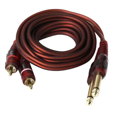 1,5 м, 6,35 мм, 1/4 дюйма, вилки на 2 кабеля RCA, адаптер-переходник, провод