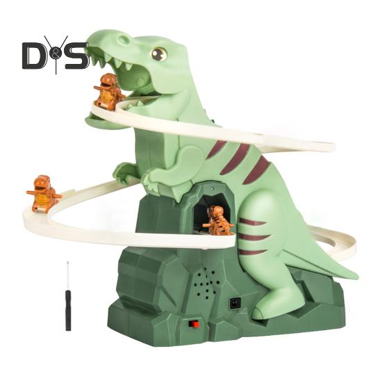 Электрическая игрушка-горка с динозавром и световой музыкой, мультяшный динозавр, автоматическая лестница, американские горки, скользящая игрушка, подарок для малышей, мальчиков и девочек