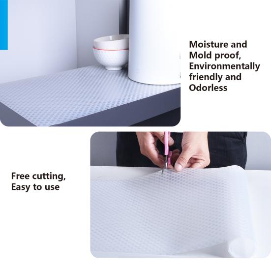 Non-Adhesive Shelf Liner Kitchen Cabinets Protector Food Safe Easy To Cut Clean Non-slip Waterproof Drawer Liner Protects