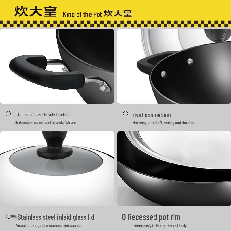 COOKER KING 40cm Cast Iron Double-Handle Wok