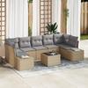 VidaXL 8-piece Garden Sofa Set with Beige Cushions Poly Rattan 3355649