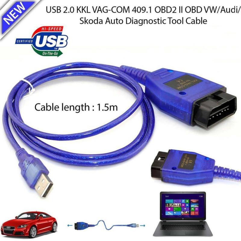 Car USB Vag-Com Interface Cable KKL VAG-COM 409.1 OBD2 II OBD Diagnostic Scanner Auto Cable Aux