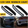 [WHITE LED STRIP] Front+Rear Smoked For Side Marker Dodge Lights 15-22 Charger