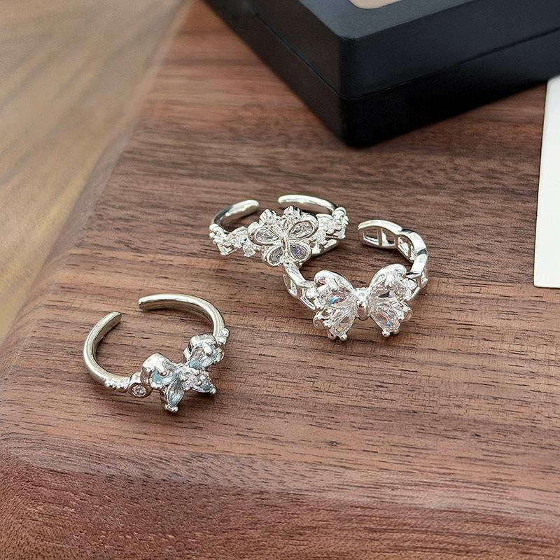 Девушка-комьютерщица Милая Девочка Сказочный Свет Роскошь Бабочка Полный Алмаз Zir*****Ручка Кольцо Нишевое Премиум Ощущение Кольцо-Стек