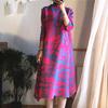 Summer Fashion 2022 Spring And Highneck Age Reduction Base New Temperament Printing Loose Pleated Dress